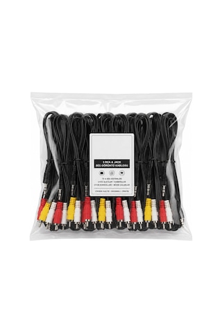 Krt-1135 Sony Dikmen Stereo Rca Kablo - 3 Rca Ve Jack Bağlantılı- 15'li Paket Diğer