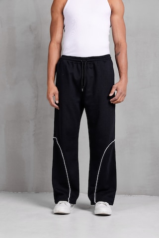 Dark Moda Erkek Oval Şeritli Baggy Eşofman Siyah