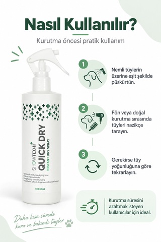Showtech Quick Dry Kurutma Süresini Kısaltan Tüy Spreyi 400 Ml - Islaktan Kuruya Bir Anda