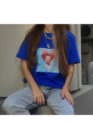 Kalic Studio Betty Boop - T-shirt Beyaz Mavi
