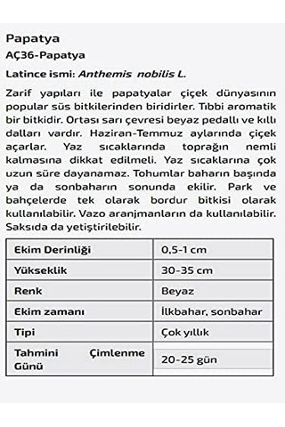Agrodal Tarım Papatya Çiçeği Tohumu