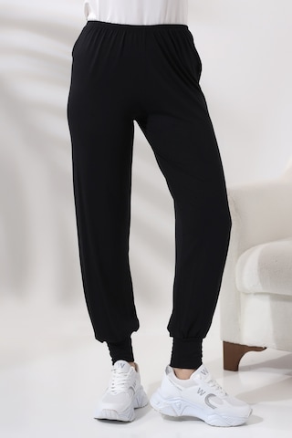 Kadın Siyah Beli Lastikli Ferace Altı Rahat Kesim Tesettür Şalvar Pantolon 001