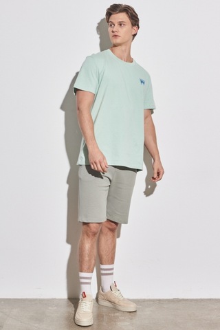 Regular Fit Normal Kesim Pamuk Lastikli Bel Yeşil Sweat Şort W231354300 Yeşil