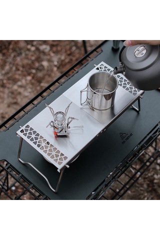 Geeksen Açık Düz Gaz Tankı Katlanır Masa Paslanmaz Çelik Gaz Tankı Katlanır Masa Taşınabilir Mini Kamp Çay Masası Çok Amaçlı Ekleme Barbekü Masası Kamp Aksesuarları Taşınabilir S Çok Renkli