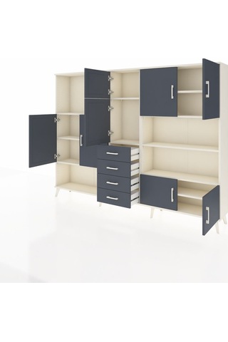 Arges Dolap 9 Raflı 4 Çekmeceli 8 Kapaklı 220x30x163 Aytaşı-antra Aytaşı-antrasit