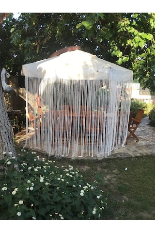 İP MODEL KREM RENK İP PERDE 300*270 cm - 2 mm şerit Krem