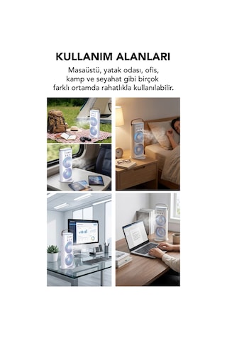 Masaüstü Vantilatör Taşınabilir Buzlu Su Spreyli Çift Katlı Fan Rgb Led Şarjlı Kumandalı 6000 Rpm