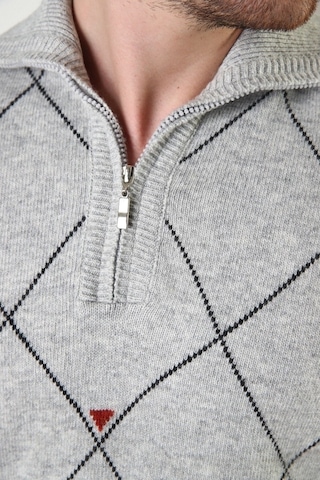 Ferraro A.Gri Fermuarlı Dik Yaka %100 Kuzu Yünü Erkek Kazak Açık Gri (536161083) Açık Gri