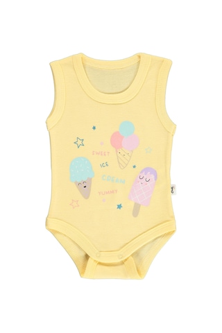 Civil Baby Dondurma Baskılı 1-36 Yaş Çıtçıtlı Badi - Sarı