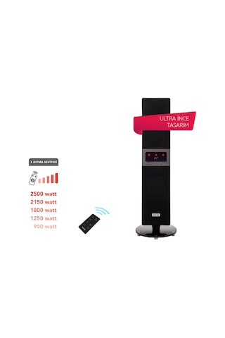 Simfer Sr2500 Single X Karbon Serisi Ip65 Suya-toza Dayanıklı Siyah Uzaktan Kumandalı İç/dış Mekan Isıtıcı