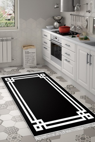Eko Trend Djt Banyo Paspası Yıkanabilir Kaymaz Taban 1669 Modern Siyah