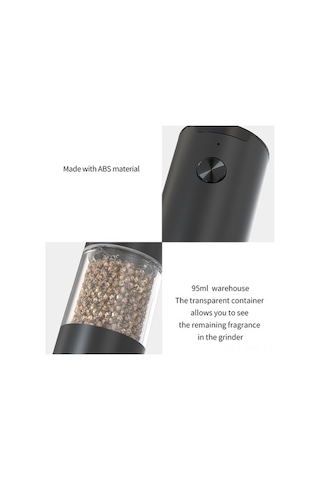 Novahub Siyah Abs Baharat Değirmeni - 25w, 6v, 4xaaa Pil İle Çalışır Piller Dahil Değil Siyah