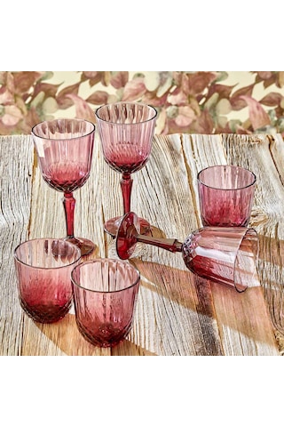 Bella Maison Colore Kesme Kadeh 6'lı Gül Kurusu 310 CC Pembe