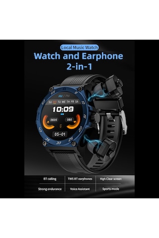 Geeroyoo JZR GY 1.53" Ips & Tws Kulaklık Seti Kalp Atışı uyku Takibi IP67 Su Geçirmez Bluetooth 5.0 Uzun Pil Ömrü 100+ Spor Modu Erkek Kadın Akıllı Saat