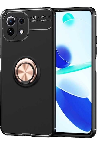 Xiaomi Mi 11 Lite Kılıf Zore Ravel Silikon Kapak Siyah-Rose Gold