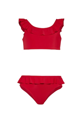 Toosalty Kız Çocuk Kırmızı Volanlı Bikini Takımı 25sg006st Kırmızı