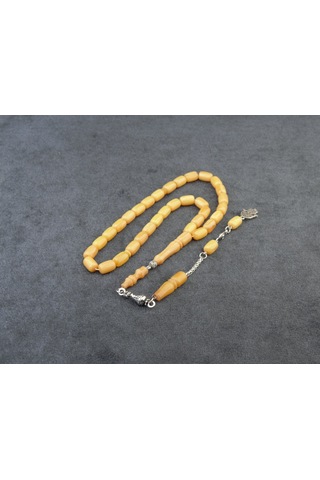 Burhan Sağlam Kapsül Kesim 12x8 Mm Sıkma Kehribar Alpaka Püsküllü Tesbih Bs2473613