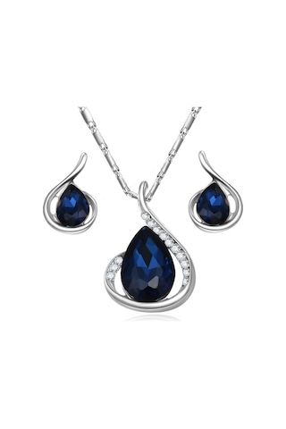 Swarovski Taşlı, Altın Kaplama Gümüş Takı Seti, Yeni Yil,Yilbasi Gümüş