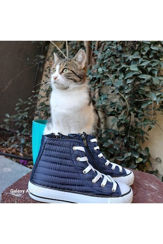 Scarpe Magiche Elyaflı Paraşüt Model Kız Çocuk Ayakkabısı 31-35 Numara Arası Işıksızdır Lacivert