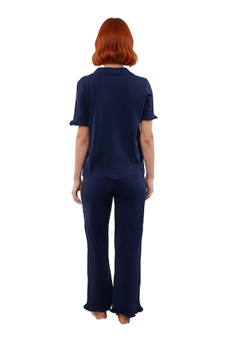 Ersefa Kadın Boru Paça Pijama Altı Ve Gömlek Takımı Fonksiyonel Dayanıkl Indigo