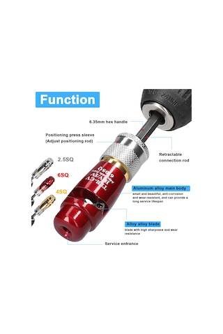 Alüminyum Alaşımlı Elektrik Teli Soyucu Kablo Soyma Aleti Elektrikçiler İçin Çeşitli Elektrikli Matkaplarla Uyumlu Pratik Dönme Soyma Aracı