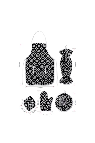 Morlay Önlük + Fırın Eldiveni + 2 Adet Tutacak + Poşetlik + Demlematik Mutfak Seti 6'lı