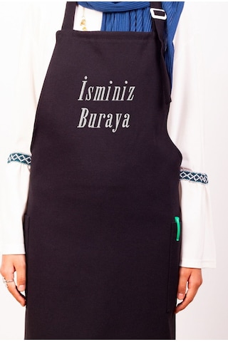 Mutfak Önlüğü Kişiye Ve İsme Özel Nakışlı Mutfak Önlüğü Sade Farklı Renkler Siyah