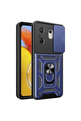 Zore İnfinix Zero 30 4g Kılıf Magnetik Standlı Kamera Korumalı Msra Sürgülü Vega Kapak - Mavi Mavi