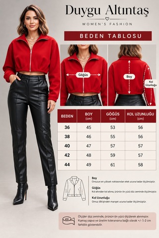Duygu Altıntaş Kadın Kısa Blazer Ceket Fermuarlı, Astarlı Ve Cepli Kırmızı - 939583421 Kırmızı - 939583421 Kırmızı