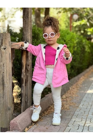 Modavals Kız Çocuk Puantiyeli Çift Taraflı Açık Krem&pembe Yağmurluk 489756231 Pembe