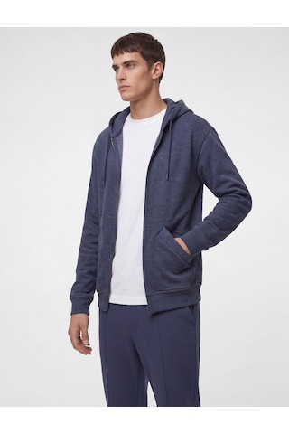 Koton Uzun Kollu Cepli Fermuarlı Kapşonlu Oversize Sweatshirt Lacivert Melanj 6sam70015nk 57x