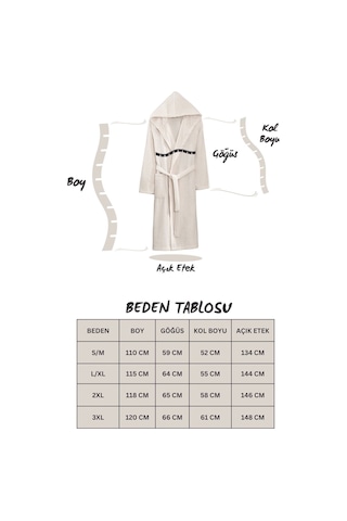Quina Bej Kapüşonlu Oversize Bornoz Bej