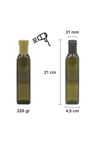 Afracam Maraska Yeşil 250 ML Cam Şişe Kapak Kapüşon 8 Adet