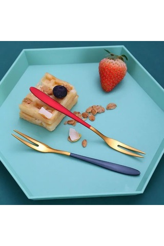 Ruicoo 5 Parça Paslanmaz Çelik Salata Çatalı Seti - Gold Kaplama, 13 Cm Uzunluk, Hafif Ve Dayanıklı, Günlük Mutfak Kullanıma Uygun Gümüş