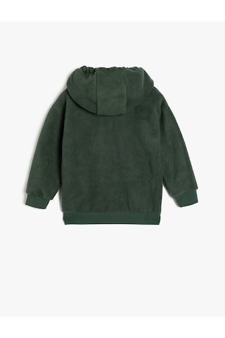 Koton Kapşonlu Fermuar Kapamalı Uzun Kollu Polar Sweatshirt Yeşil 5wmb10436tk Yeşil
