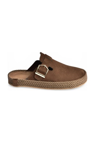 Fox Shoes Y596148502 Kahverengi Süet Önü Kapalı Sabo Terlik