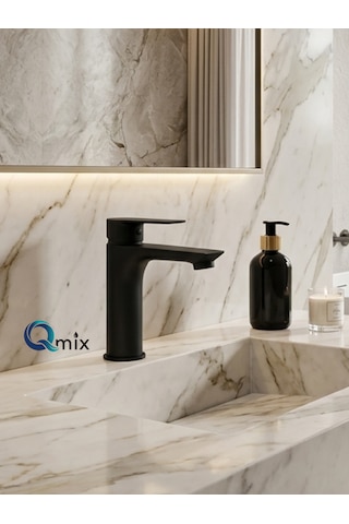 Lüks Siyah Sabit Aç Kapa Kısa Lavabo Bataryası Su Tasarruflu, Dayanıklı, Modern Tasarım