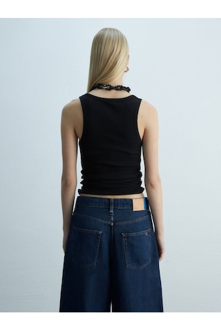 LTB Fitilli Yuvarlak Yaka Basic Siyah Atlet