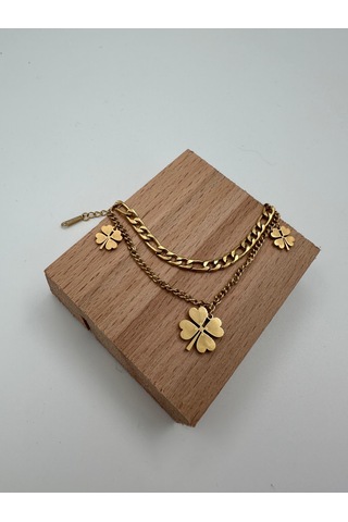 Xbaby Üç Yonca Şekilli Gold Çelik Bileklik Gold