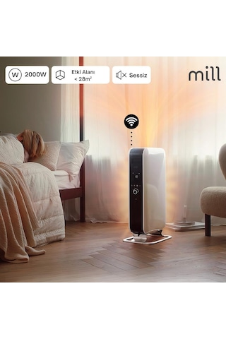 Mill Elektrikli Taşınabilir Yağlı Radyatör Isıtıcı Wifi Bağlantılı