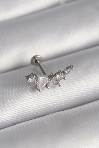 316l Çelik Gümüş Renk Zirkon Taşlı Tragus Piercing Elk-bjtıeg Çok Renkli 50859771