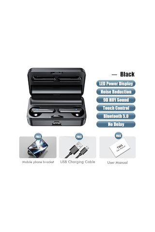 Bluetooth 5.2 Mikrofonlu Kulaklık, Stereo Spor Su Geçirmez Kablosuz Kulaklık Bluetooth, Harici Pil İçin Şarj Cihazı