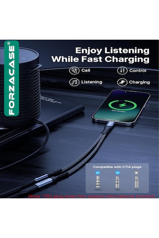 Forzacase 3in1 Type-c Pd 100w Girişli 3.5 Mm Aux Çevirici Kulaklık Jak Adaptör Fc1168 1 Adet