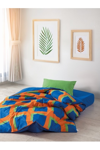 Cozy Home Popping Colors Tek Kişilik Lastikli Çarşaflı Nevresim Takımı Venus Mavi