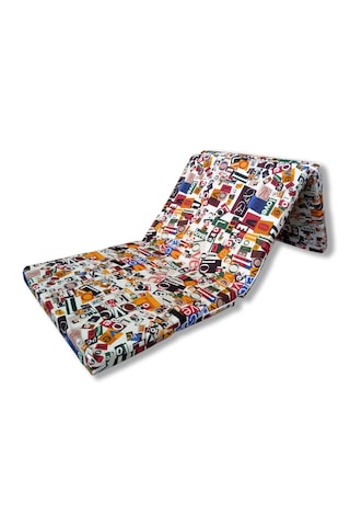 Katlanır Yer Yatağı Tek Kişilik Sünger Minder Yatak 90x190x 10 Cm Gri Kalın Sünger Love Desen Karışık Renk