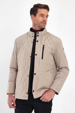 Sivaist Erkek Krem Standart Fit Normal Kesim Içi Kürklü Dik Yaka Çıtçıtlı Dolgulu Desenli Overcoat-Krem