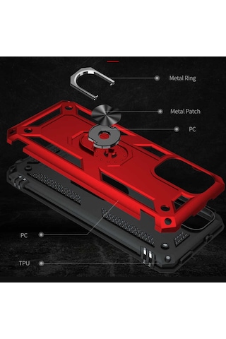 Xiaomi Redmi Note 10 Pro Yüzüklü Standli Vega Kilif Ekran Koruyu 510330651