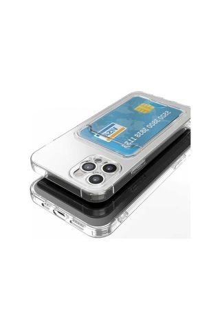 Apple Uyumlu iPhone 12 Pro Max Kartlıklı Şeffaf Zore Setra Clear Silikon Kapak