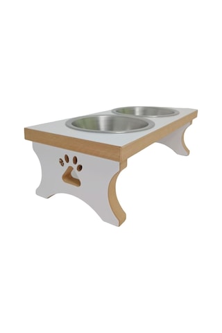 Realwood Ahşap Çelik Kaseli Köpek Mama ve Su Kabı 400 ML