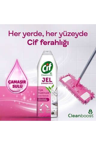 Cif Jel Tüm Yüzeyler için Çamaşır Suyu Katkılı Çiçek Ferahlığı 4 x 750 ML